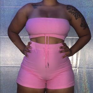 Pink top and short set